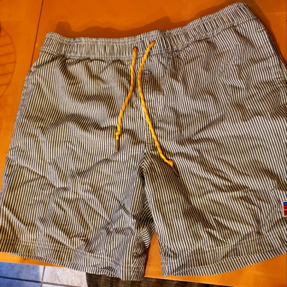 Five Four Mens Swim Trunks Seersucker Stripe Shorts Sz. 36